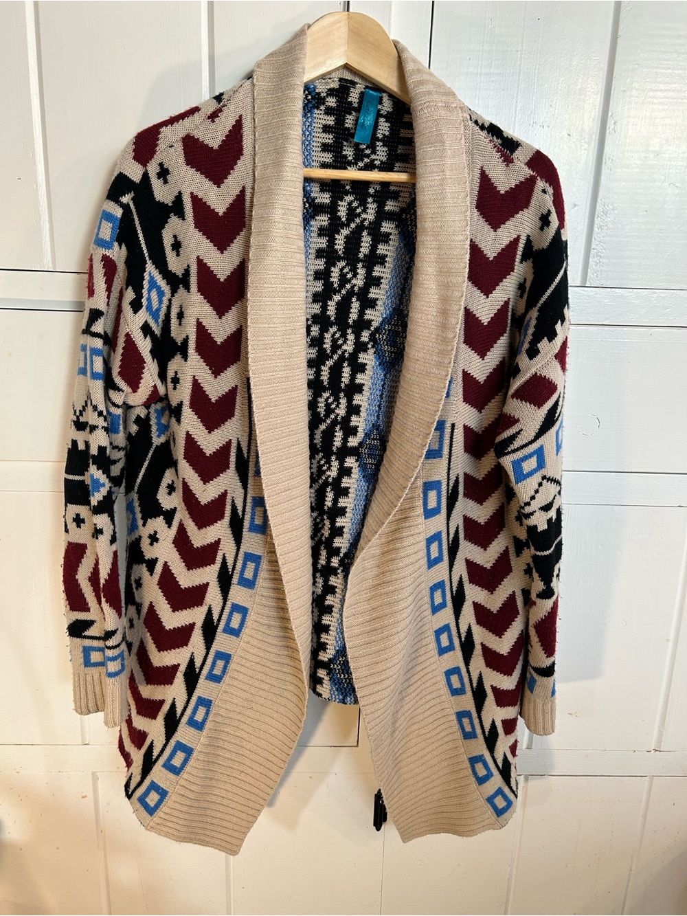 Southwestern Pattern Knit Cardigan – Geometric Aztec Style Open Front Sweater